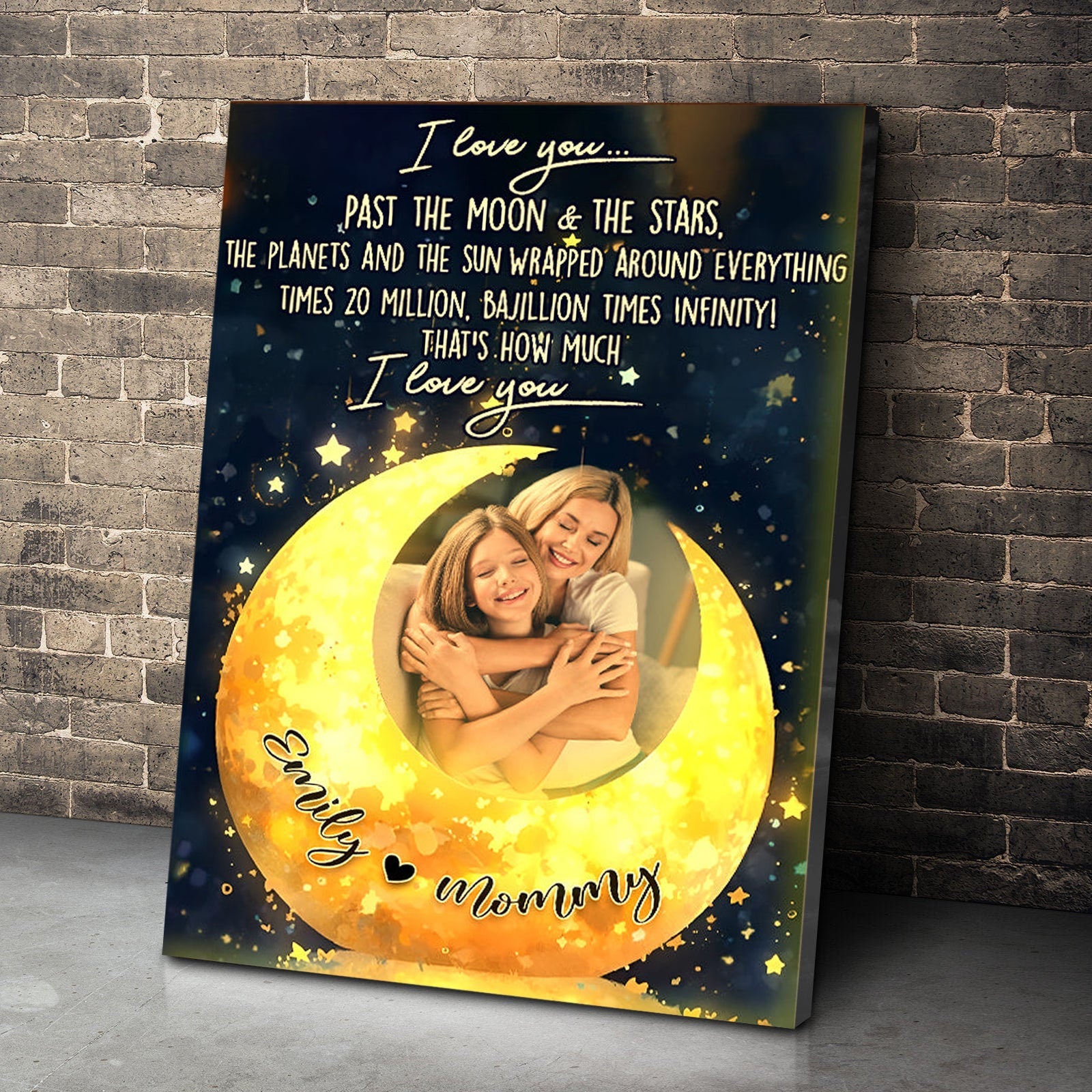 Personalized  I Love You Past The Moon Canvas