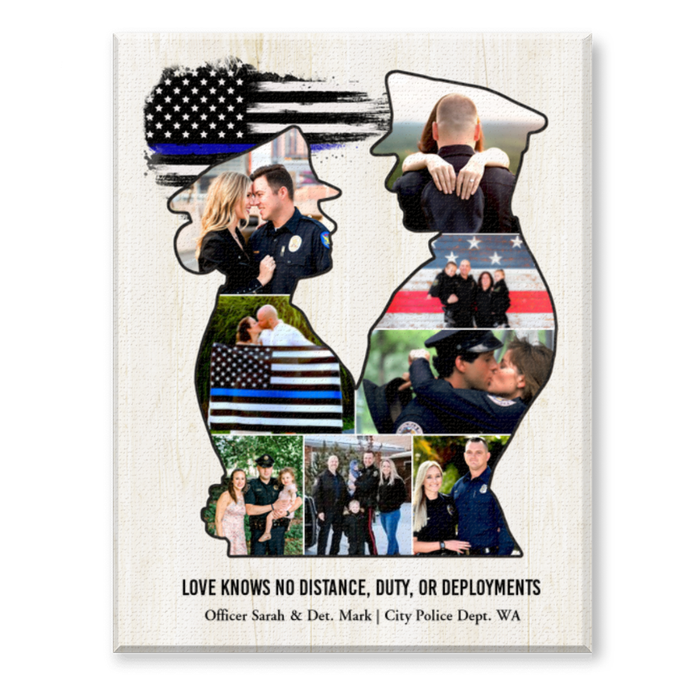 Personalized Police Couple Canvas Police Husband & Wife Gift, Police Couple Anniversary Gift