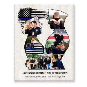 Personalized Police Couple Canvas Police Husband & Wife Gift, Police Couple Anniversary Gift