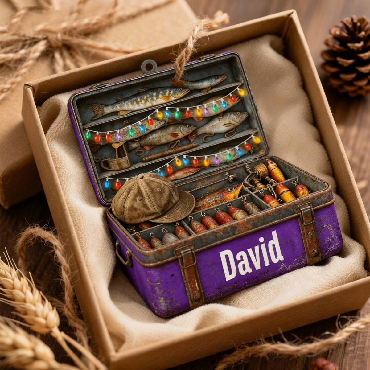 Fishing Lover Christmas Personalized Toolbox Ornament
