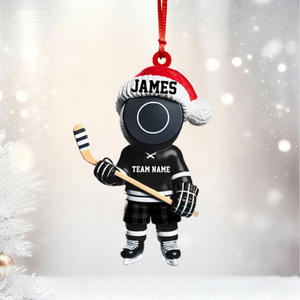 Personalized Cute Hockey Christmas Ornament