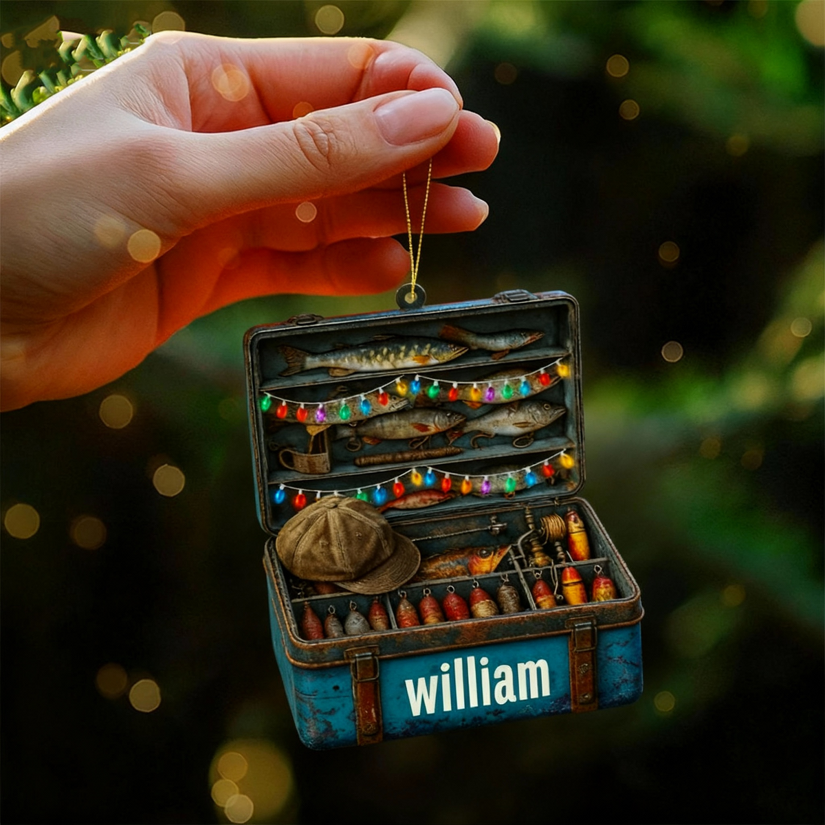 Fishing Lover Christmas Personalized Toolbox Ornament