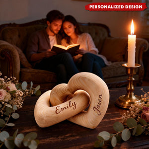 Custom Names Personalized Infinity Heart Sculpture, Romantic Couple Keepsake, Anniversary Present for Him Her