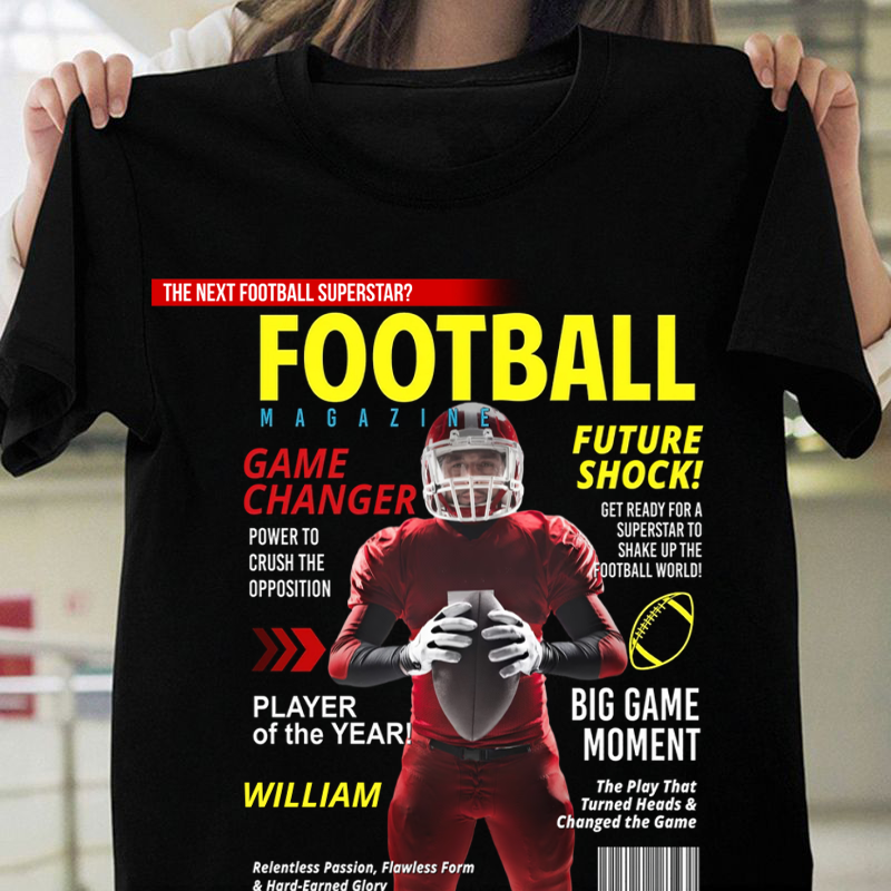 Personalized American Football Pure cotton T-Shirt Gift for Football Lovers