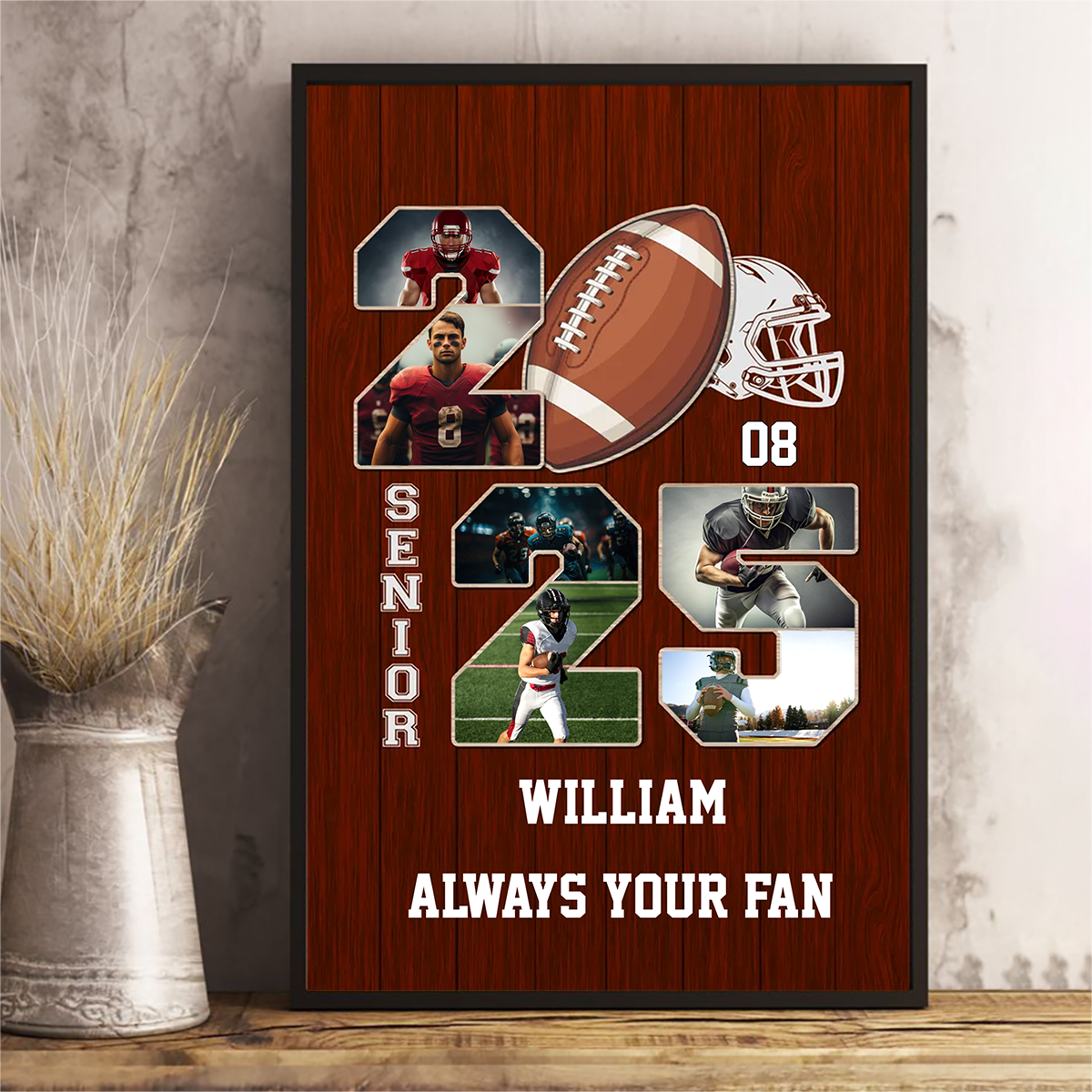 2025 American Football Photo Collage Canvas Personalized Gift For Football Player