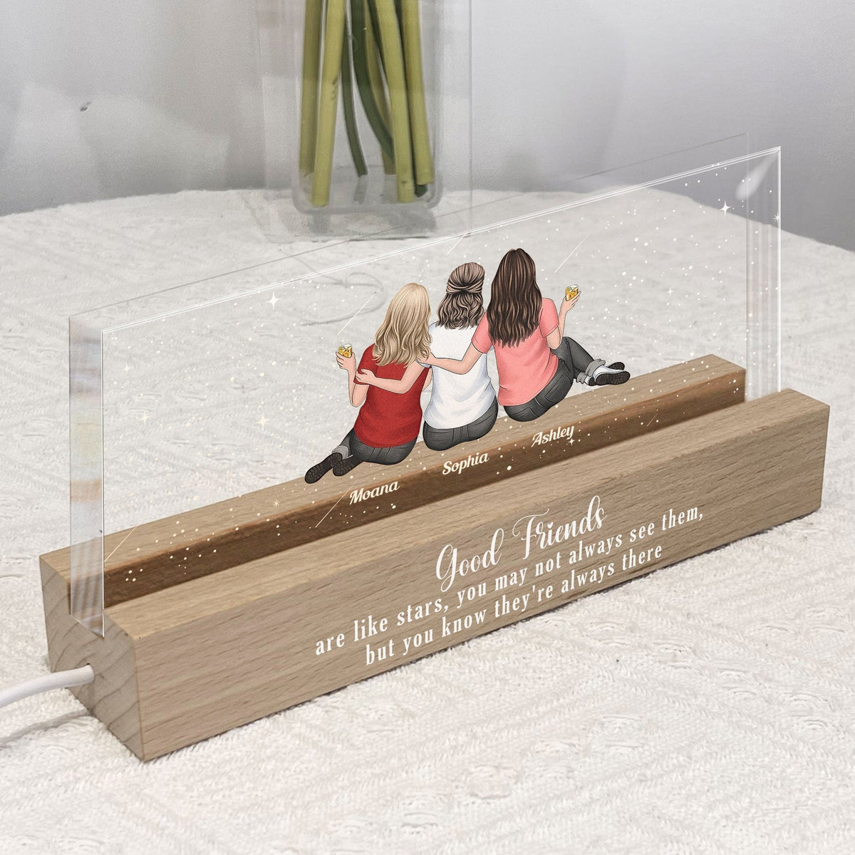 Good Besties Are Like Stars - Personalized LED Night Light Gift For Friends, Sisters