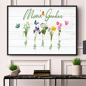 Personalized Grandma Garden Canvas, Family Birth Months Flowers, Gift For Family Poster