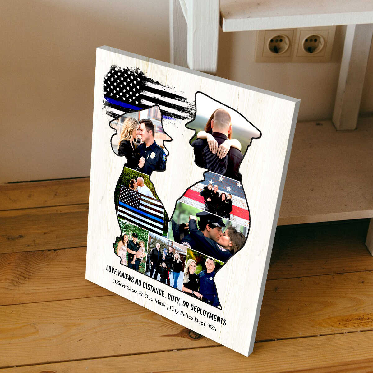 Personalized Police Couple Canvas Police Husband & Wife Gift, Police Couple Anniversary Gift