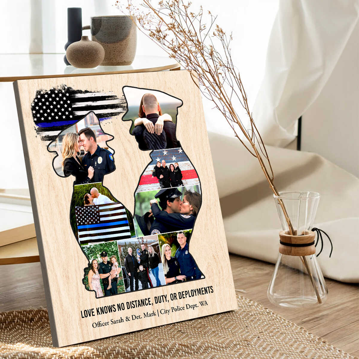 Personalized Police Couple Canvas Police Husband & Wife Gift, Police Couple Anniversary Gift