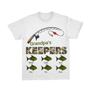 Grandpa‘s Keepers Camouflage Pattern Fishing Personalized Pure Cotton T-Shirt
