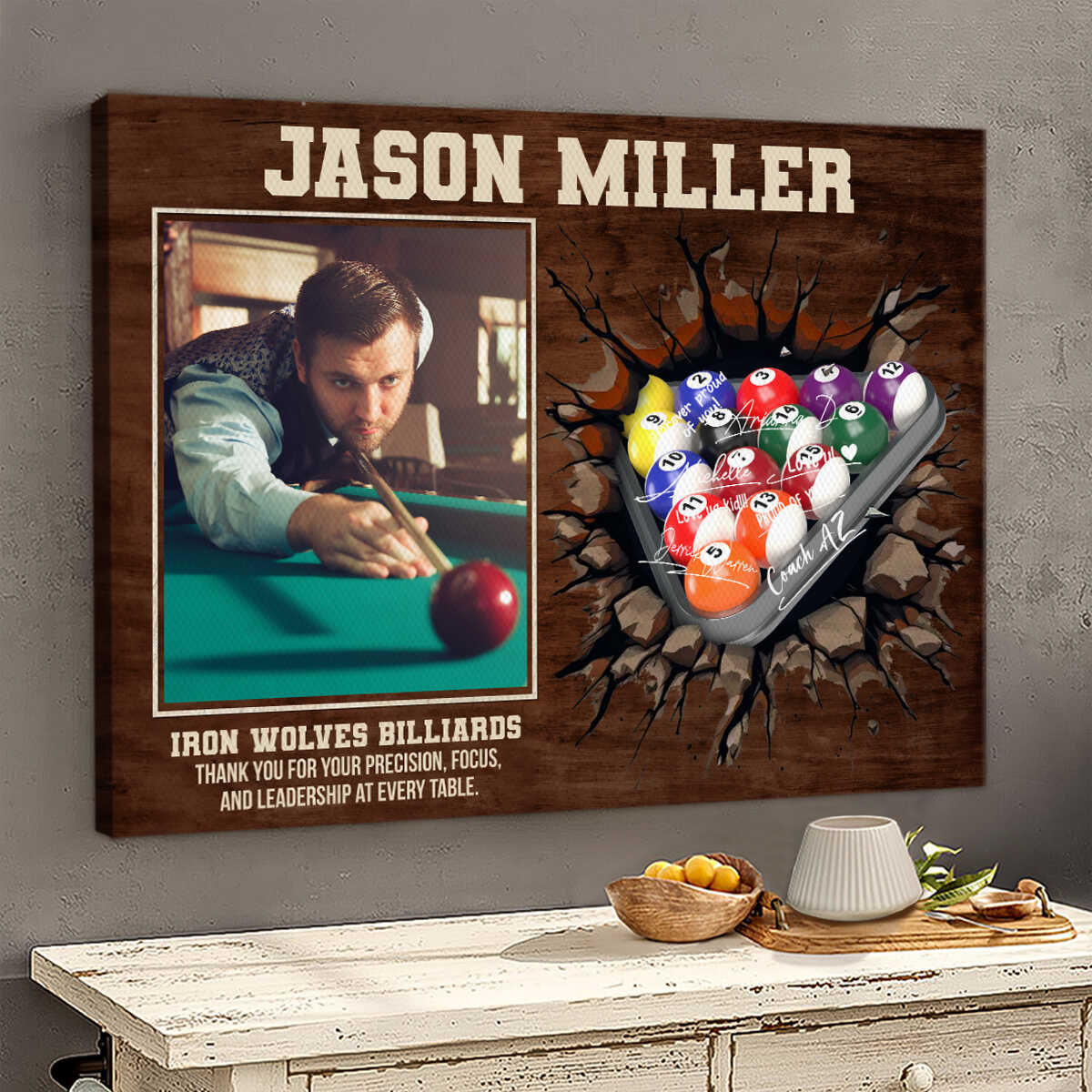 Billiards Player Signature Canvas, Custom Billiards Guest Book, Billiards Keepsake Gift, Billiards Lover Gift, Sport Gift