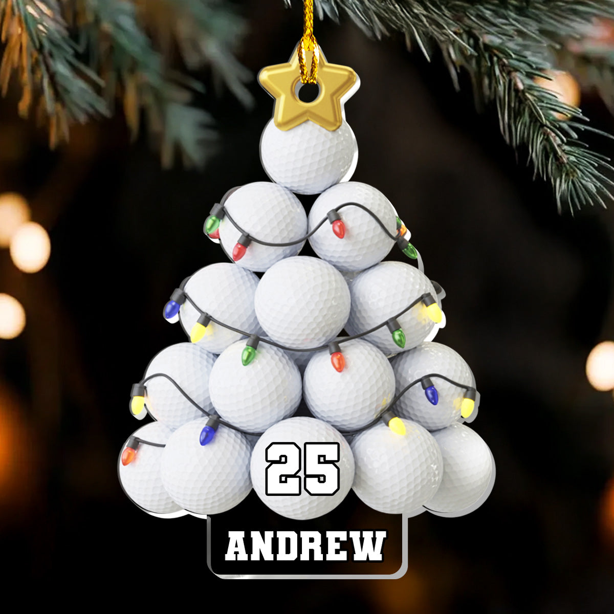 Golf Lovers - Personalized Golf Ball Tree Acrylic Ornament