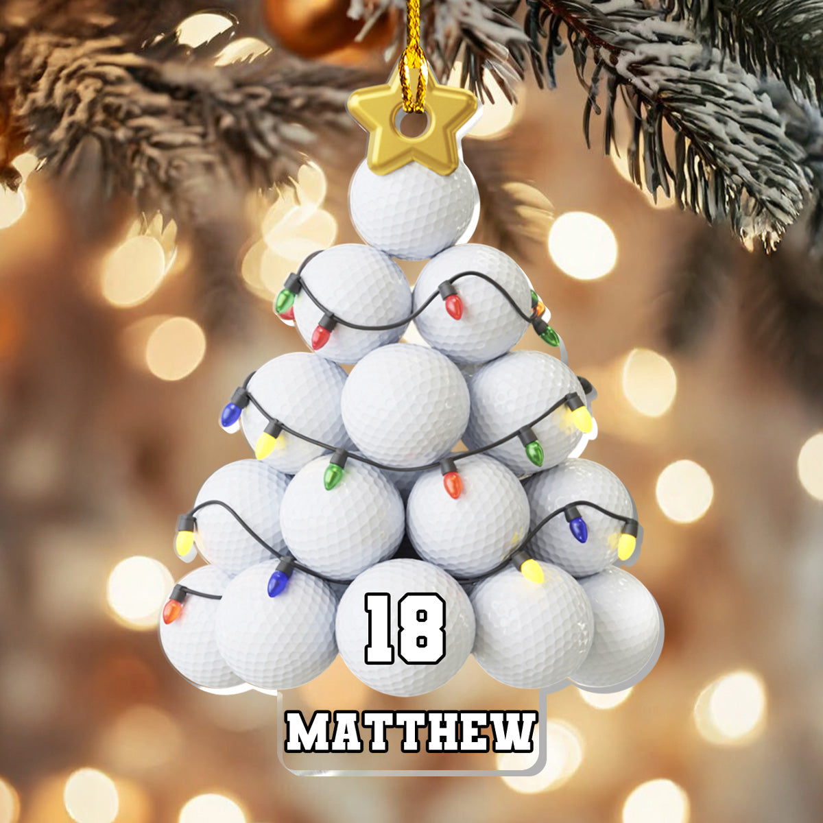 Golf Lovers - Personalized Golf Ball Tree Acrylic Ornament