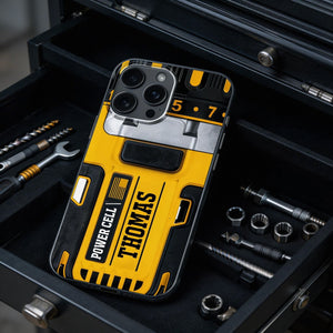 Power Cell Drill Case, Personalized Clear Phone Case, Gift For Dad