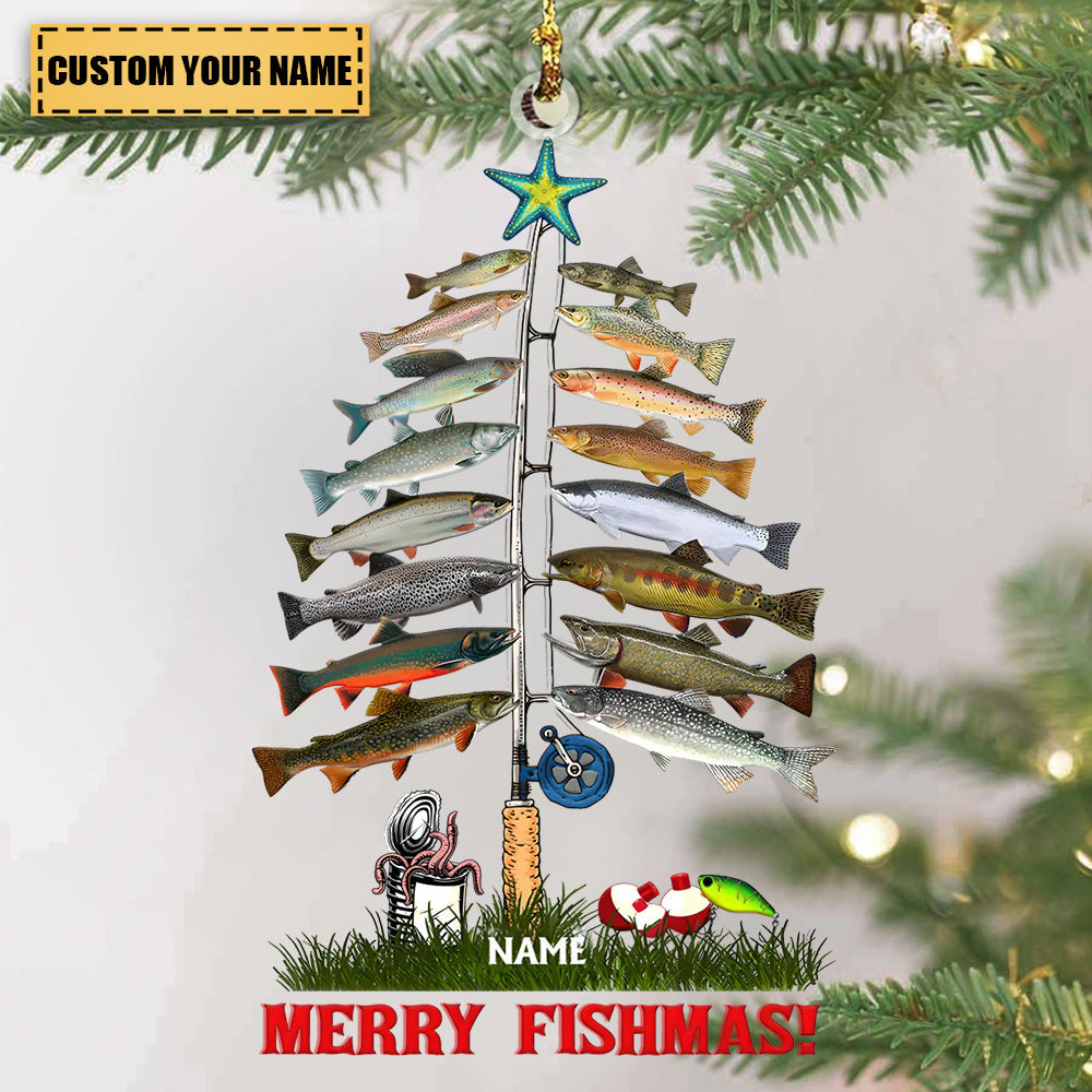Fishing Merry Fishmas Personalized Christmas Acrylic Ornament