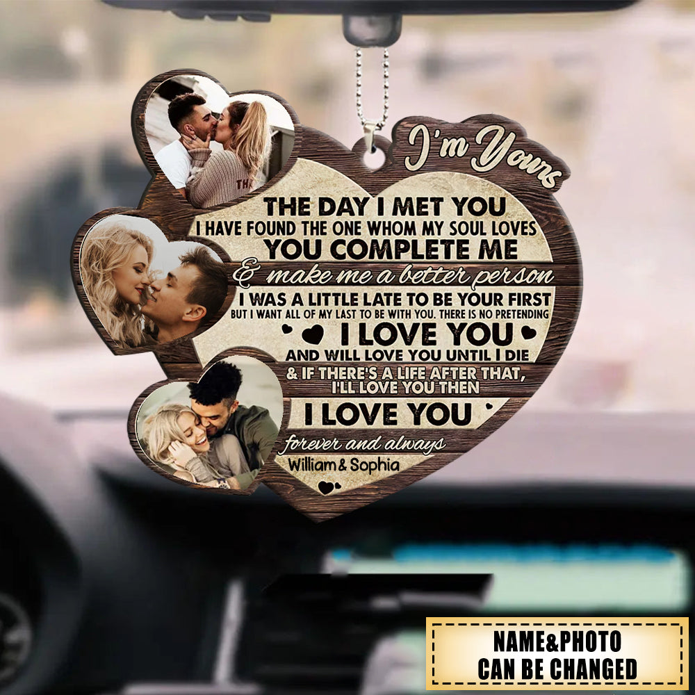I'm Yours - Personalized Couple Wood Car ornament