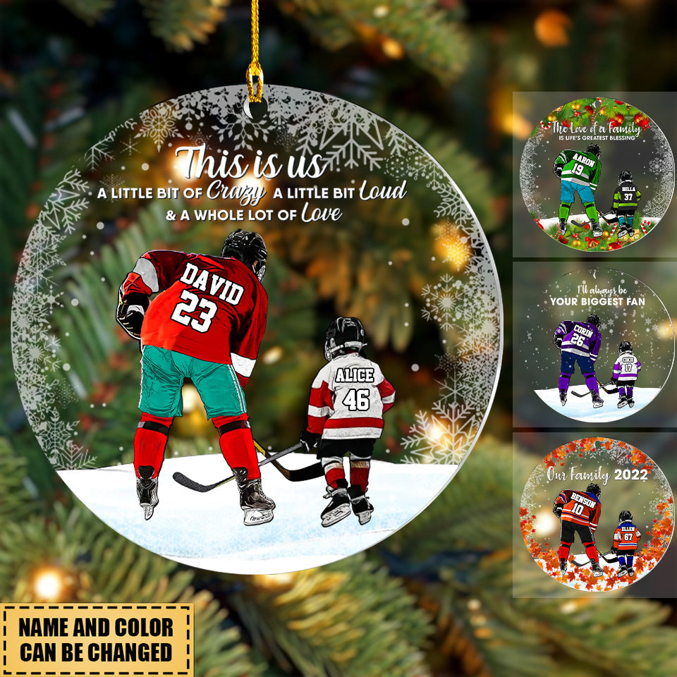 Custom Personalized Ice Hockey Acrylic Circle Ornament, Gift For Hockey Players, Christmas Gift For Son