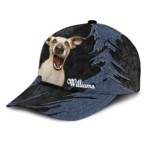 Personalized dog Jean Background Custom Name Cap