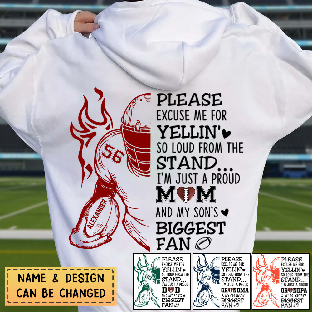 Personalized Hoddie Just A Proud Mama And My Son's Biggest Fan Custom Football Hoodie