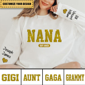 Personalized Grandma Est And Kids Sweatshirt - Glitter Custom Name