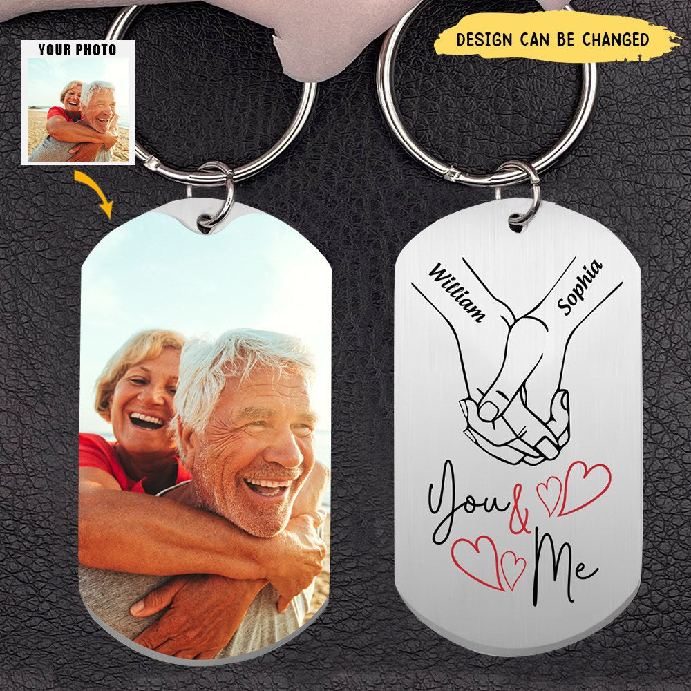 ''You&Me'' Stainless Steel Keychain For Couple,Custom Name Keychain For Dog Lovers