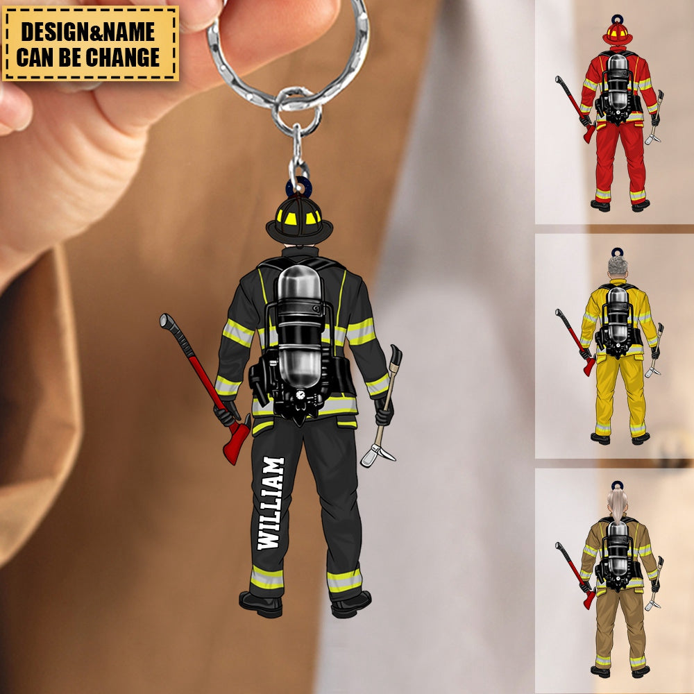 Firefighter Personalized Acrylic Keychain For Fireman - Custom Christmas Gift Firefighter