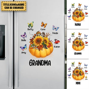 Personalized Gift For Grandma Fall Pumpkin Butterflies Decal