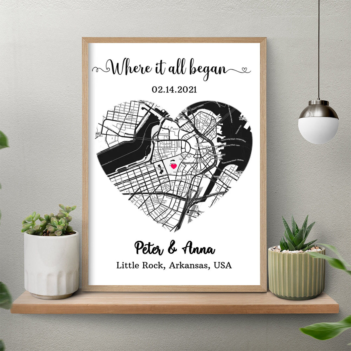 Personalized Where It All Began Custom City Map Print Poster For Him Her Couples