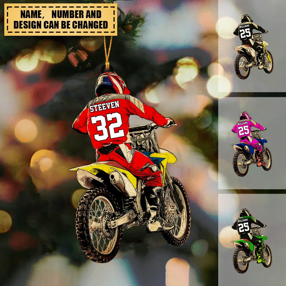 Custom Personalized Motocross Ornament Vintage Style, Dirt Bike Gifts