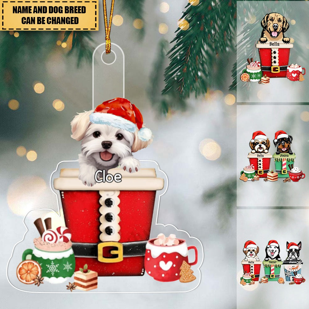 Personalized Christmas Dog Puppy Pet In Cup Acrylic Ornament
