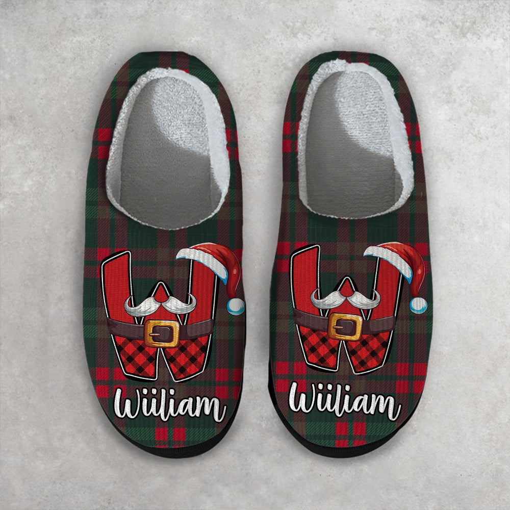 Personalized Monogram Alphabet Name Letter Christmas Plush Slippers