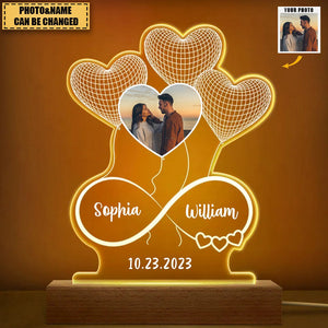 Custom Photo Infinity Hearts - Loving, Anniversary Gift For Couples, Spouse, Lover, Wife, Husband, Girlfriend, Boyfriend - Personalized 3D Led Light