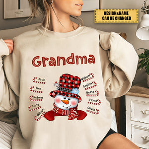 Personalized Grandma Snowman Heart  Sweatshirt