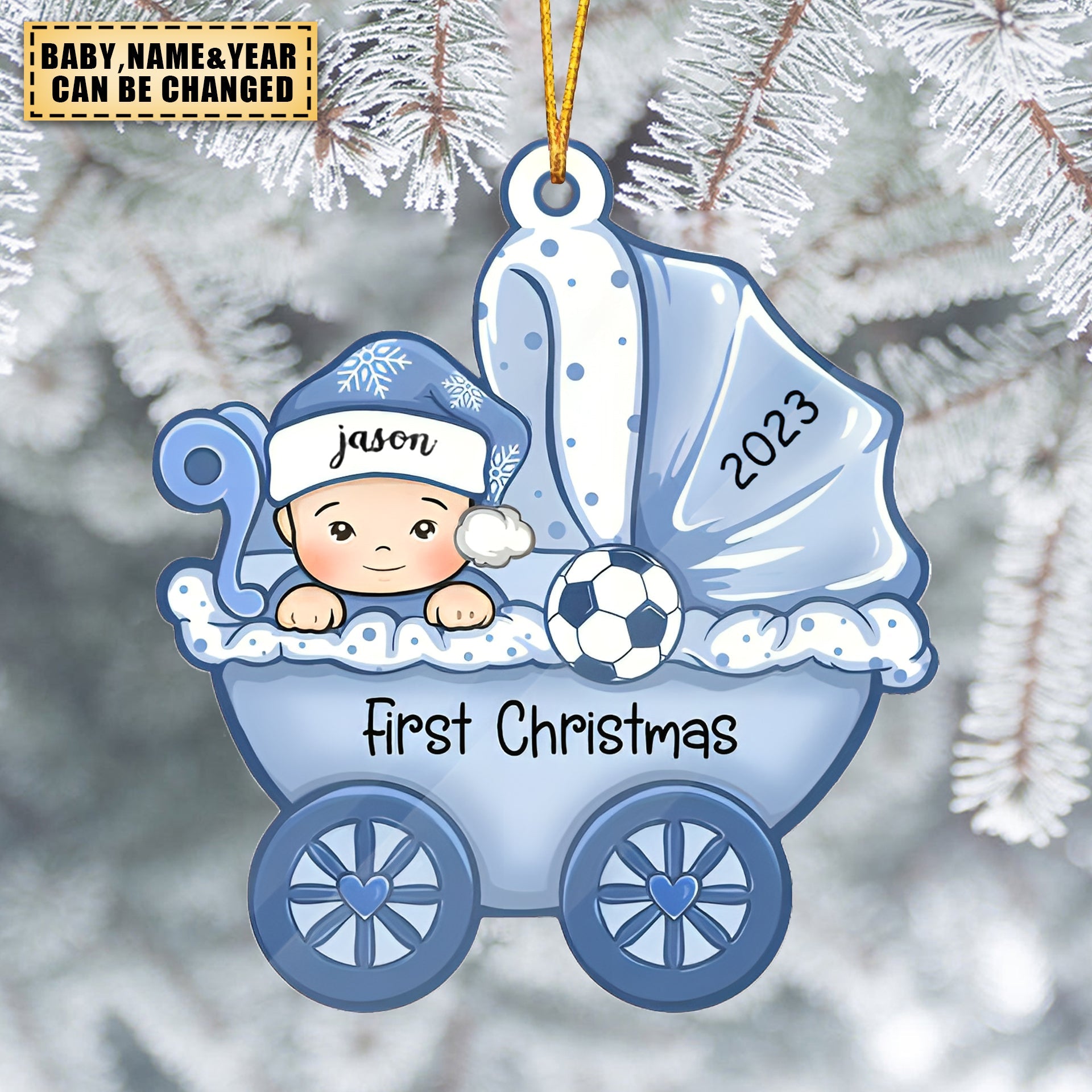 Baby's First Christmas, Baby Carriage, Custom Gift for Baby - Personalized Acrylic Ornament