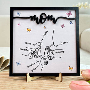 Personalized Holding Mom's Hand -Wooden Plaque