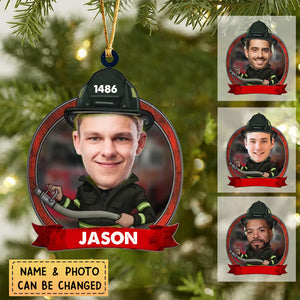 Personalized Upload Your Photo Firefighter Christmas Ornament
