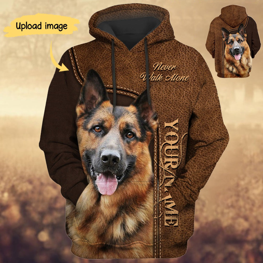 Personalized Name Never Walk Alone All Over Printed Unisex Hoodie For Dog Lovers