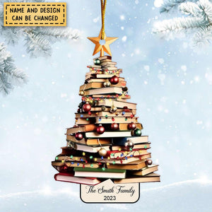 Personalized Christmas Book Tree Ornament, Book Lover Christmas Ornament