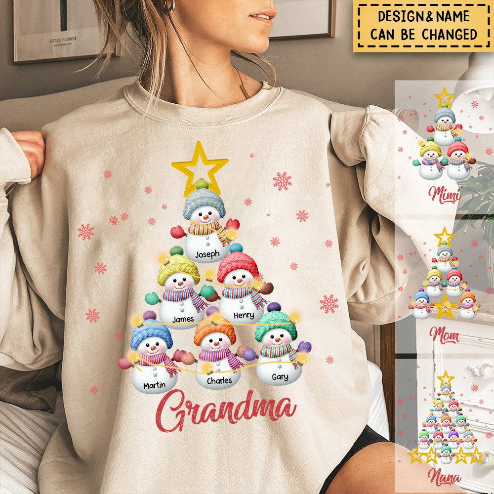 Personalized Snowman Kids Christmas Tree Sweatshirt