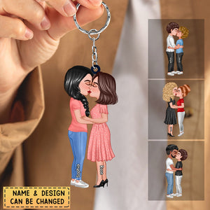 Couple Kissing Standing Valentine's Day Gift Personalized Keychain