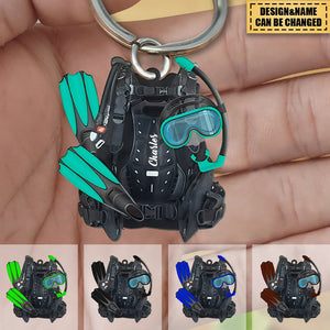 Personalized Scuba Diving Set Acrylic Keychain, Gift For Diving Lovers, Divers