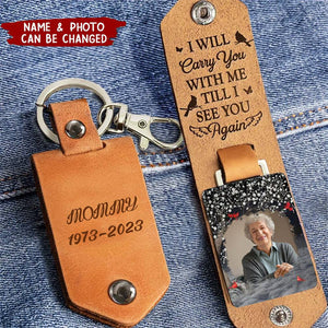Until I See You Again - Personalized Leather Photo Keychain