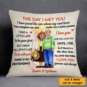 Personalized Old Couple The Day I Met You Pillow