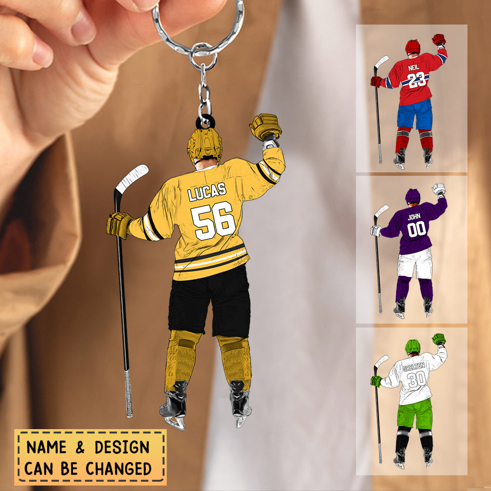Personalized Salute to Hockey Acrylic Keychain