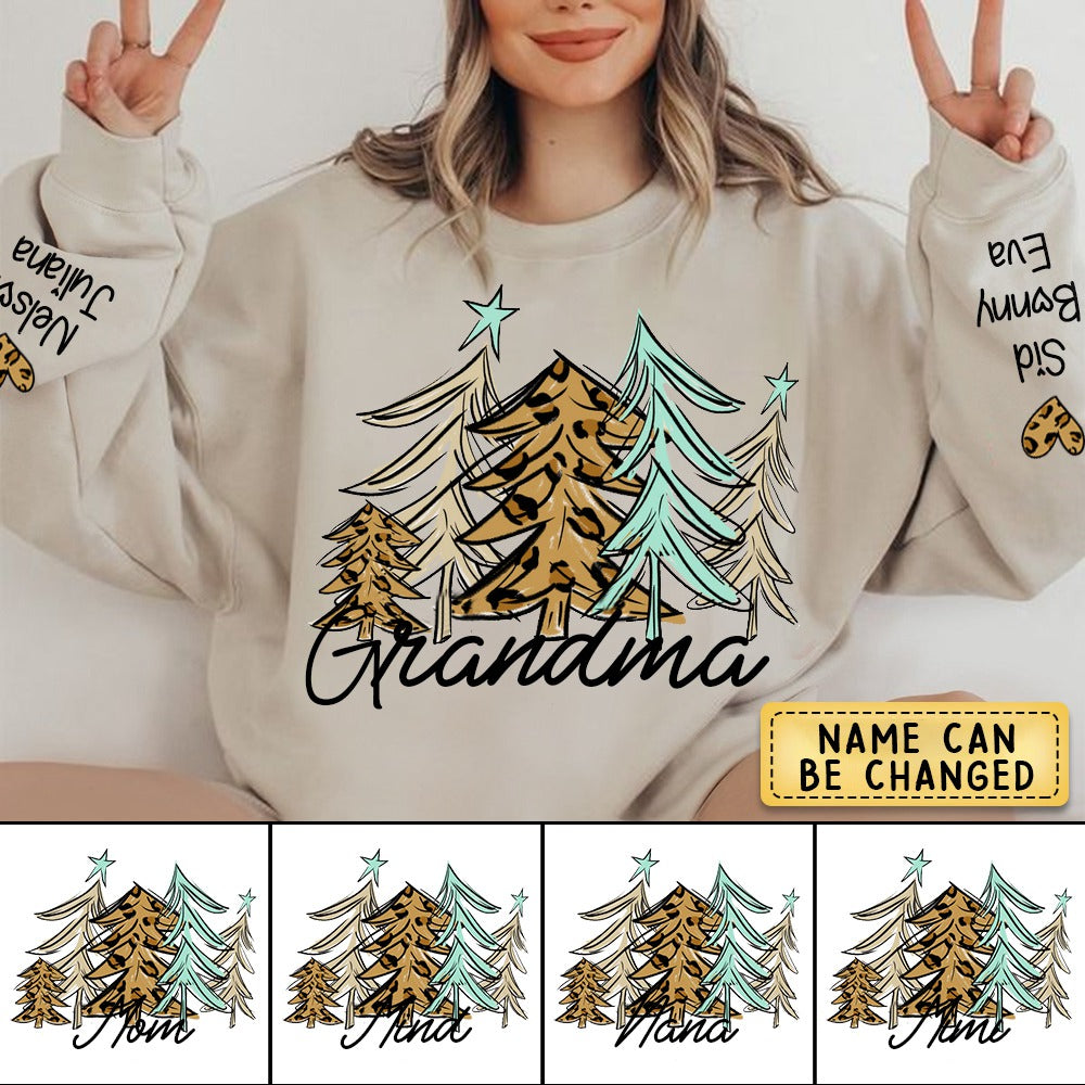 Grandma Christmas Tree, Custom Grandma With Kids TH Sweatshirt