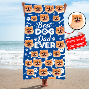 Custom beach dog and cat photo beach towel, a gift for pet lovers
