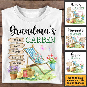 Personalized Gift For Grandma's Garden Watercolor T-Shirt