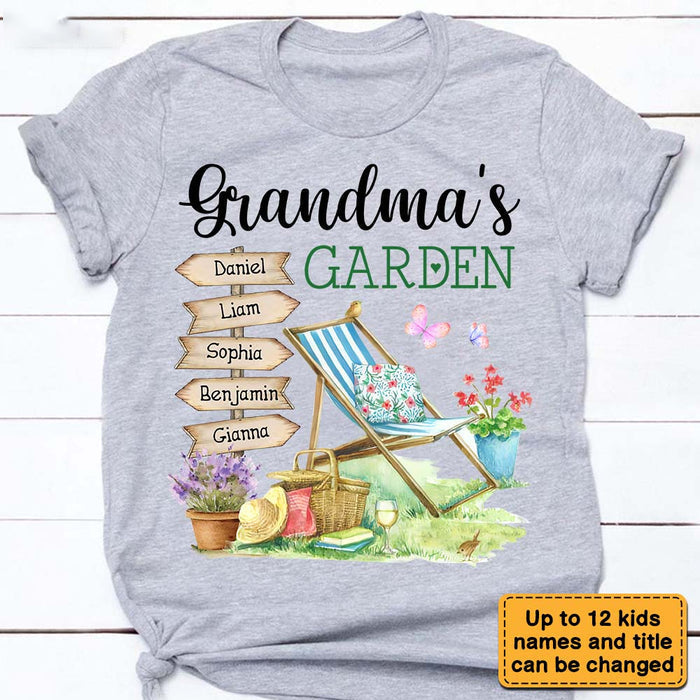 Personalized Gift For Grandma's Garden Watercolor T-Shirt