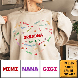 Personalized Gift For Grandma Glitter Custom Name Sweatshirt