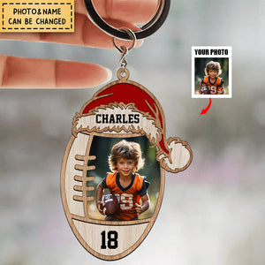 American Football Custom Photo Personalized Acrylic Keychain